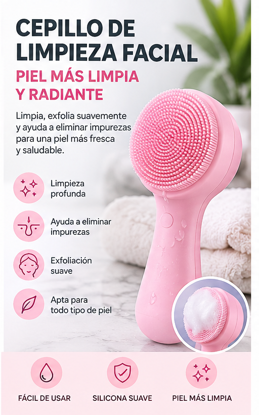Cepillo de limpieza facial de silicona incluido en el kit