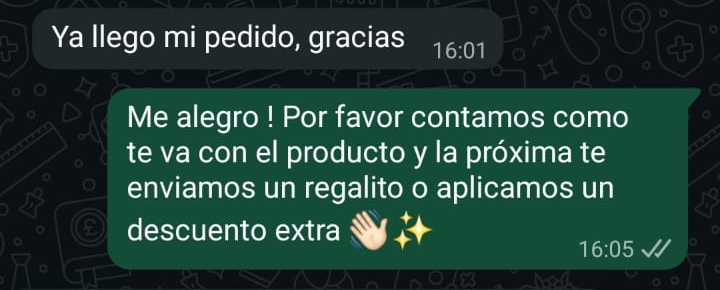Ya llego mi pedido, gracias