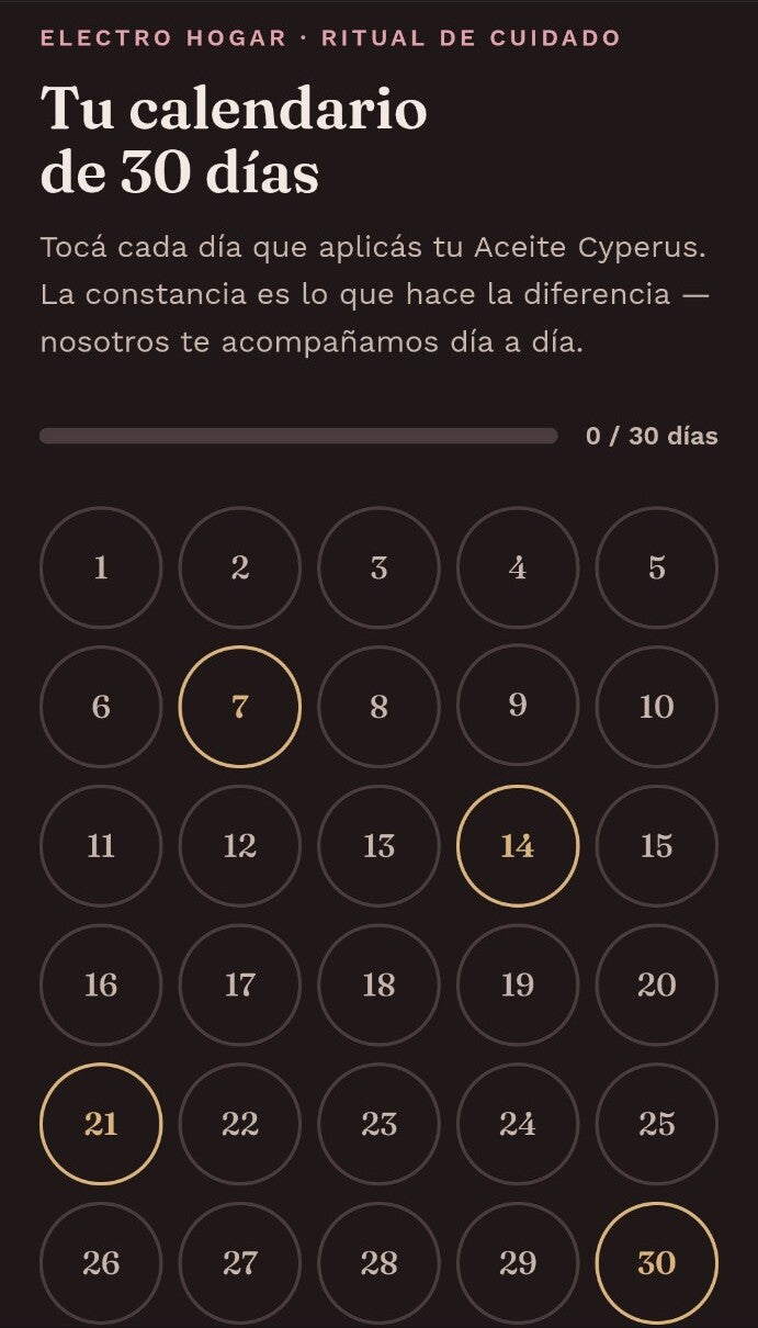 Vista previa del calendario interactivo de 30 días